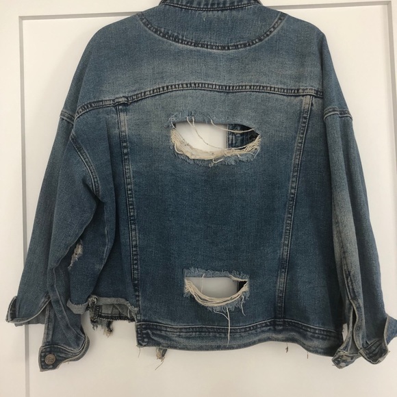 Distressed over sized Jean jacket - Picture 2 of 3